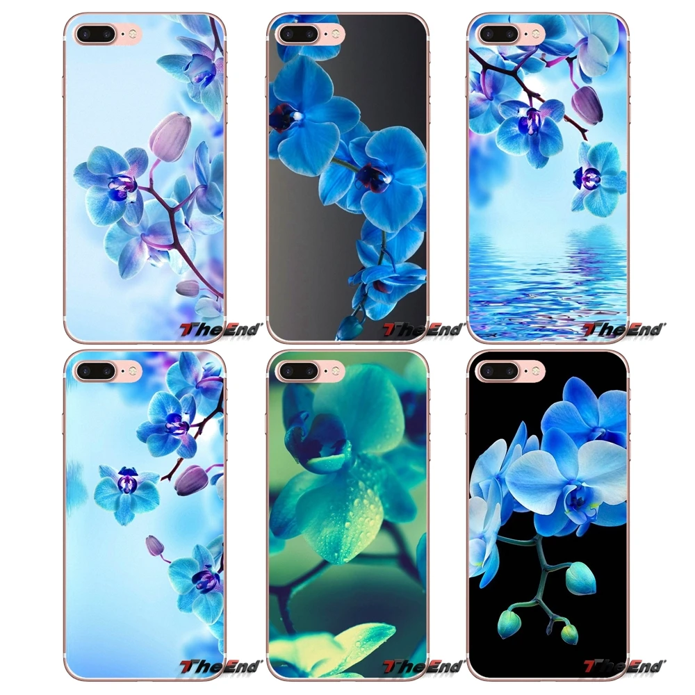 

For Samsung Galaxy S3 S4 S5 MINI S6 S7 edge S8 Plus Note 2 3 4 5 Grand Core Prime Blue Orchid Flower Silicone TPU Soft Case