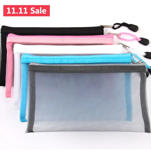 

creative simple mesh clear pencil case school pencil cases cute stationery pencil bag papelaria estojo escolar