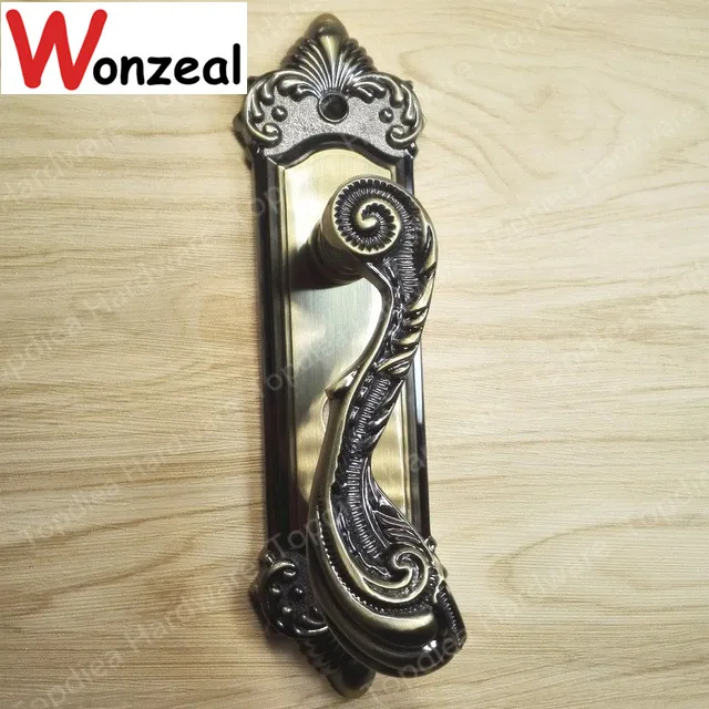 Vintage antique style zinc alloy bronze door lock with handle pull door