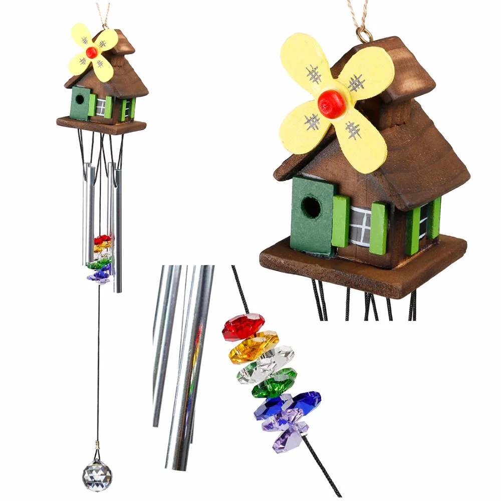 H&D Unique Handmade Wind Chimes Outdoor Living Windmill Copper Log