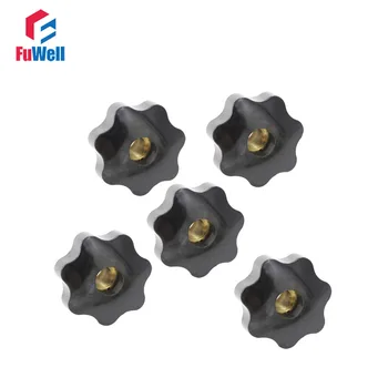 

5pcs M10 x 40mm Female Thread Clamping Knob 10mm Thread 40mm Head Diameter 7 Star Sharped Through Hole Star Nut Knobs