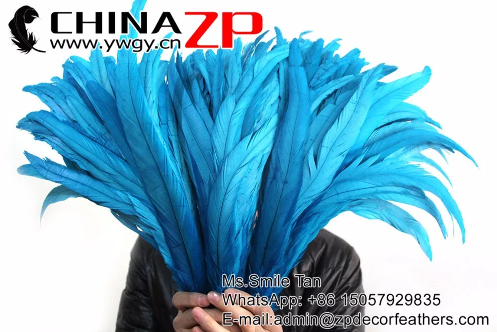 35-40cm fully dye rooster tail feathers turquoise (2)
