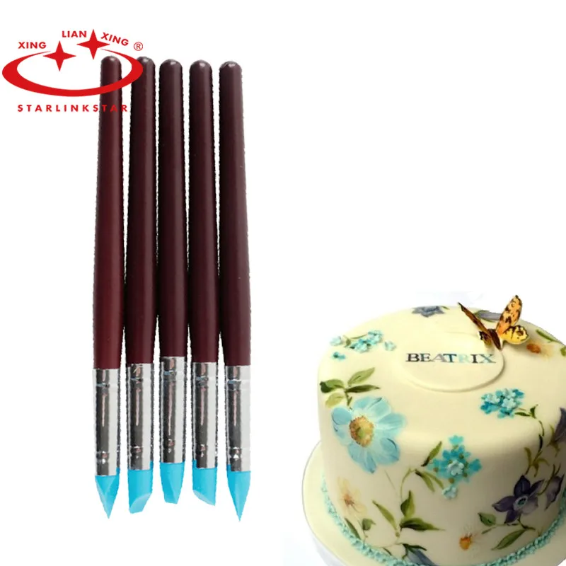 

5pcs Cake Paint Pen Cake Decorating Brushes Fondant Brush DIY Pastry Food Paint Icing Cupcake Sugarcraft Kitchen Decorating Tool