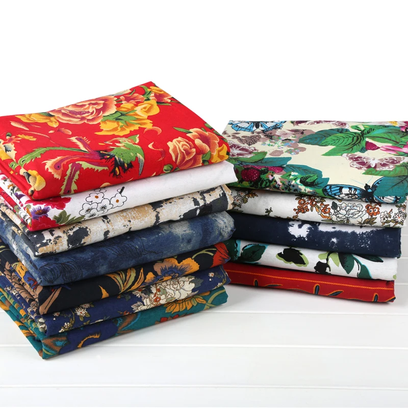 

1 meter printed vintage fabric for sewing linen cotton fabrics width 57 inches tribal cloth ethnic style patchwork DIY tecido