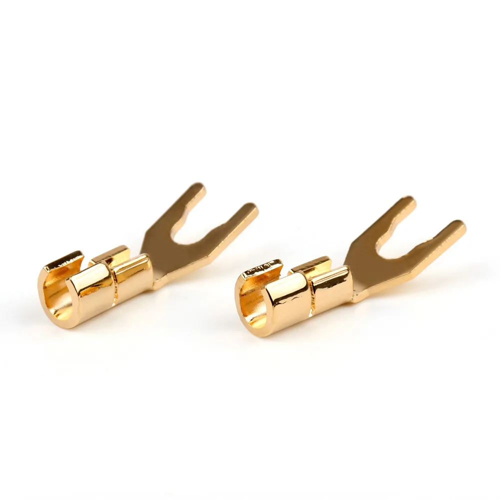 Copper Gold Plated Spade Terminal Connector Plug Jack For