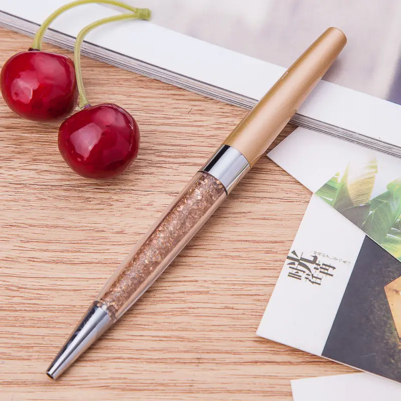 Модная металлическая шариковая ручка для студентов и школьников, Вращающаяся ручка с разбитым бриллиантом, ручка для подписи, канцелярские принадлежности для офиса - Цвет: Gold