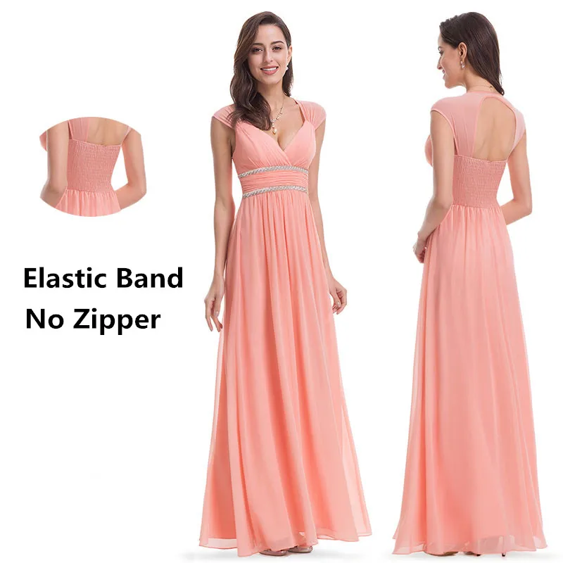 Günstige Plus Größe Brautjungfer Kleider 2020 Elegante Günstige Chiffon Party Kleider Perlen Reich Aushöhlen Formale Party Kleider für Hochzeit