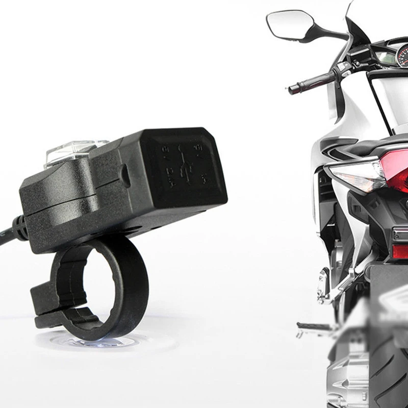 

Dual USB Port 12V Waterproof Motorbike Motorcycle Handlebar Charger 5V 1A/2.1A Adapter Power Supply Socket for Phone Mobile