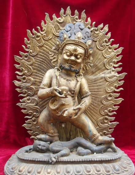 

JP S0524 25" Tibet Tibetan Buddhism Bronze Gilt White Jambhala Buddha Statue D (B0328)