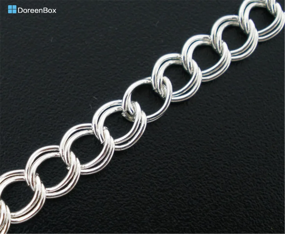 

Doreen Box Lovely 400cm Silver color Double Loops Link Chains Findings 5x6mm (B04084)