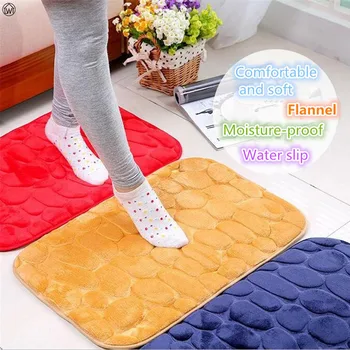 

High-quality 3D Cobblestone Soft Memory Foam Mats Embossed Flannel Bedroom Kitchen Bathroom Door Pat Absorbent Non-slip Carpet