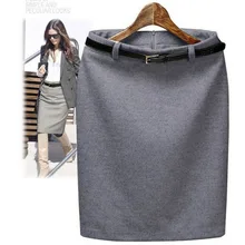CWLSP S 3XL Plus Size Winter Autumn Wool Pencil Skirt Women s Formal OL Wear to