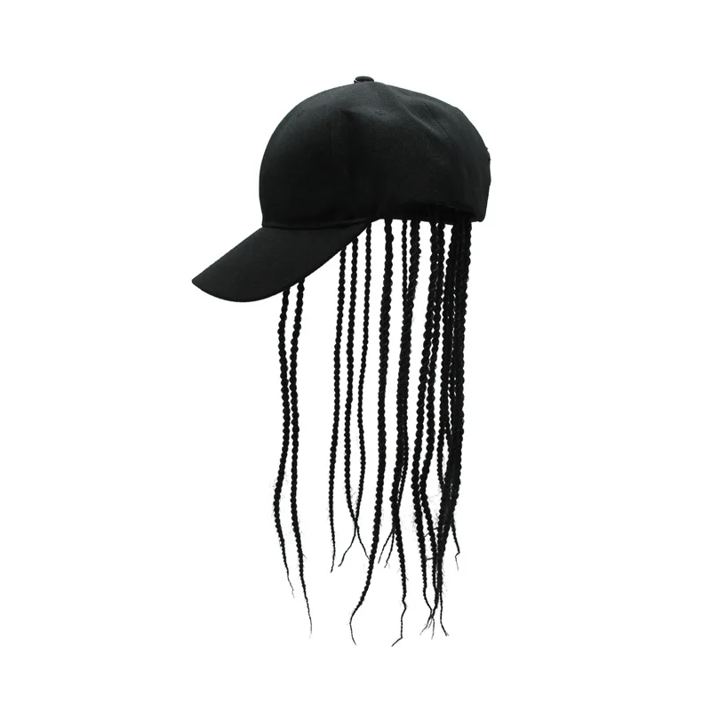 Lady Men Unisex Baseball Cap Hat with Dreadlocks Wig Hip Hop Punk Black Fashion