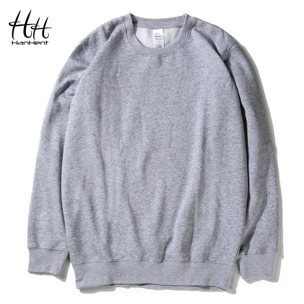 HanHent Winter Thick Sweatshirts Men Warm Pullover Streetwear Round