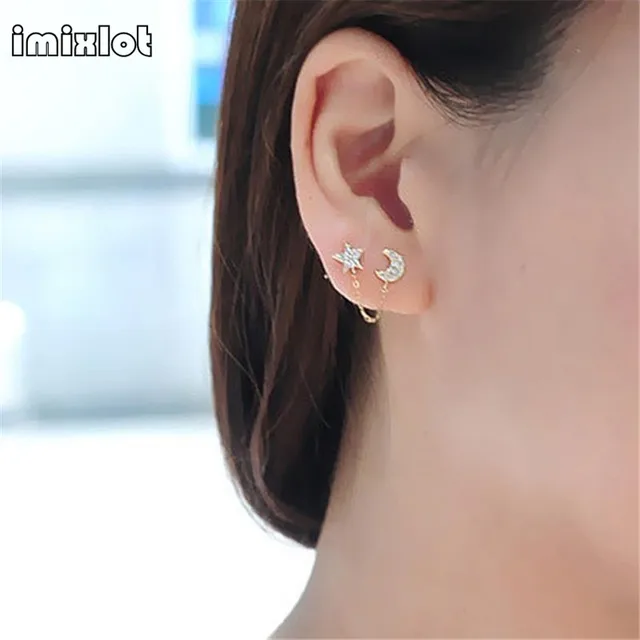 2017 Limited Star Rhinestone Trendy Zinc Alloy Women Earings 2017 Limited Star Rhinestone Trendy Zinc Alloy Women Earings Brincos 1 Two Piercing Ear Cuff