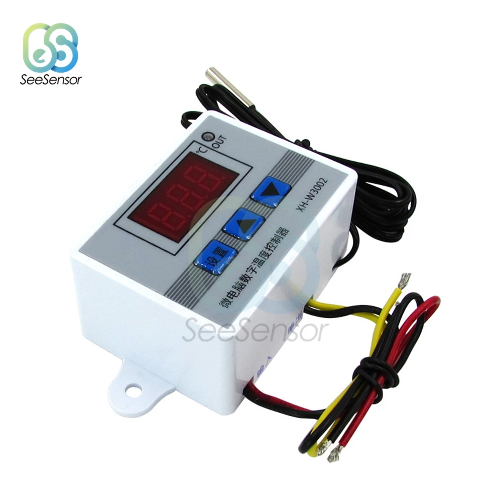 

W3002 AC 220V LED Digital Temperature Controller Thermostat Control Switch Thermoregulator Sensor Meter With Probe XH-W3002
