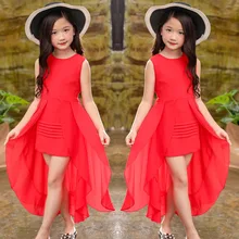 Шифоновое платье для больших девочек г., летнее элегантное платье принцессы без рукавов, необычное праздничное платье одежда для детей 5, 6, 7, 8, 9, 10, 11, 12 лет