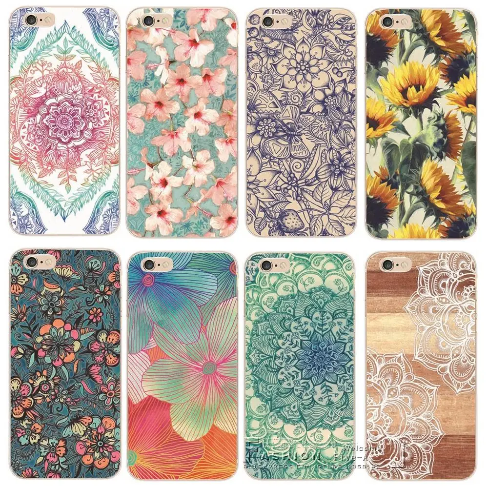 

Shell For Apple iPhone 6 6S iPhone6S iPhone6 Back Case Cover Printing Mandala Flower Datura Floral Cell Phone Cases