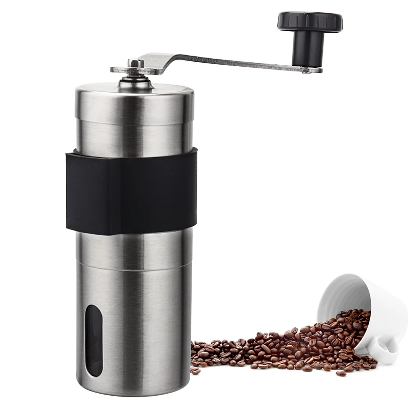 

Mini Silver Coffee Grinder Mini Stainless Steel Hand Manual Handmade Coffee Bean Burr Grinders Mill Kitchen Tool Crocus Grinders