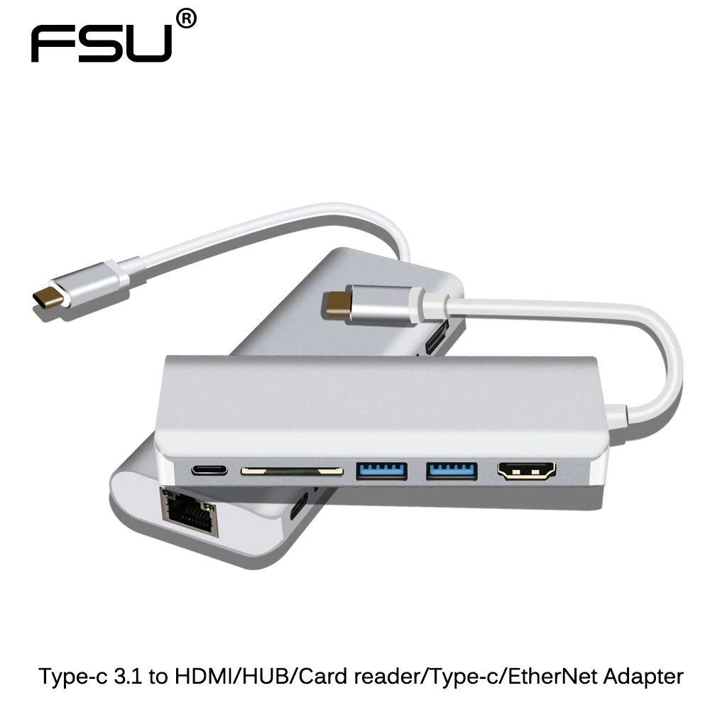 

Latest Type 3.1-c to 4K HDMI/Card Reader/HUB/Type-c/EtherNet for HDTV Computer Camera Internet