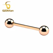 G23titan розовое золото цвет язык кольца 14 г G23 Титан прямой пирсинг-штанга для языка Пирсинг ювелирные изделия тела SGS Сертификация