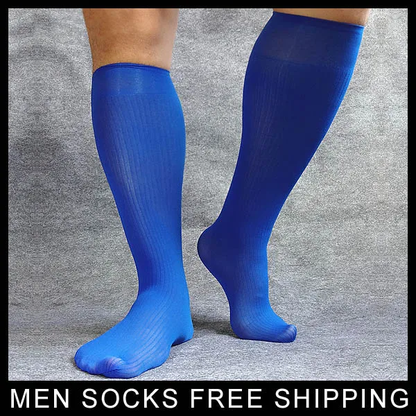 Синие мужские формальные Носки платье костюм Носки для кожаная обувь пикантные гей нейлон чулок шланг Softy синий мужской Носки