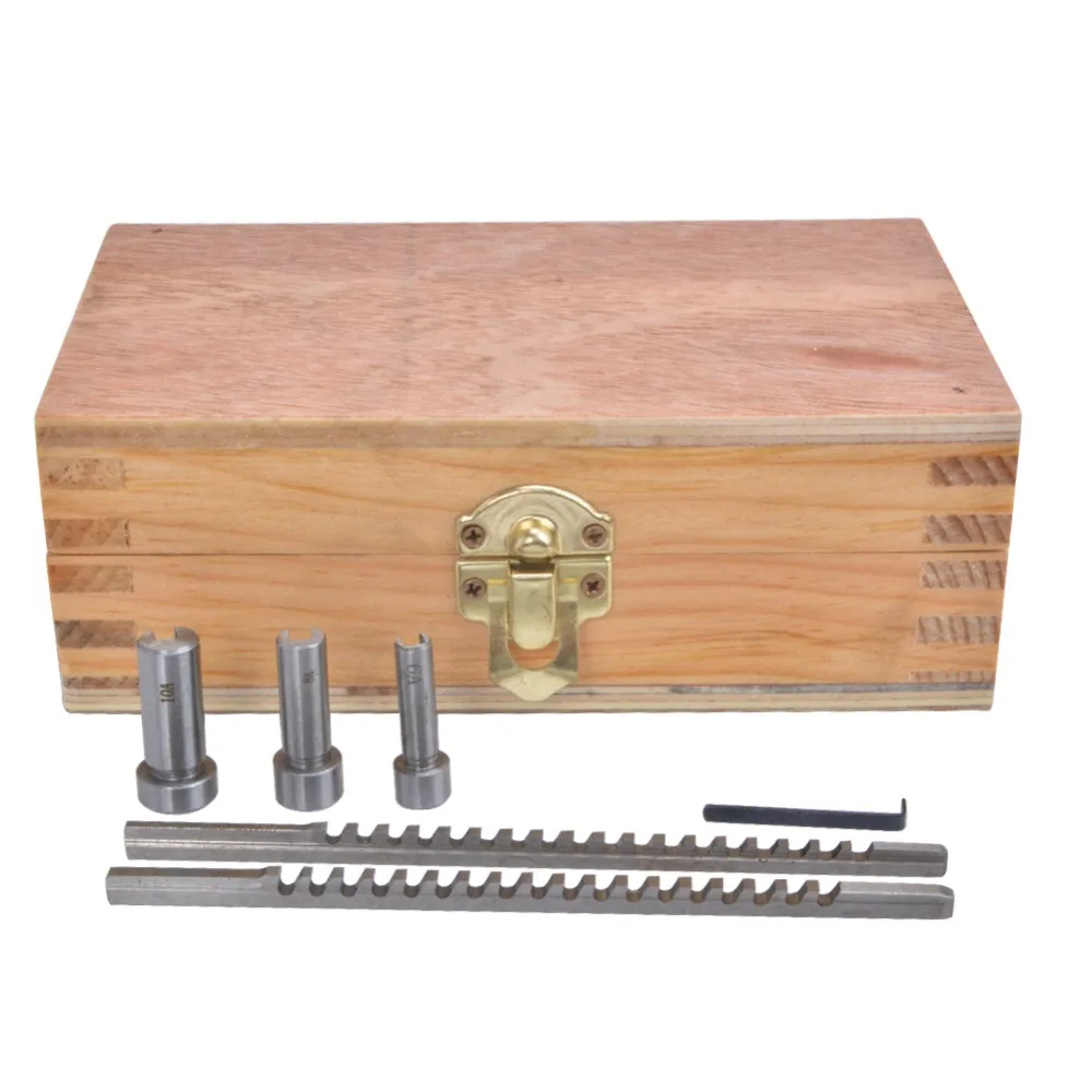 

HSS Keyway Broach Set Metric Sized 6pcs 2mm 3mm Broaches 6/8/10 Collared Bushings with Shims CNC Cutting Tools