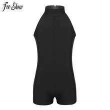 Черный с фатиновой юбкой без рукавов для маленьких девочек высокая горловина сзади на молнии балетные и гимнастические комбинезон-трико костюм для спортивных танцев платье