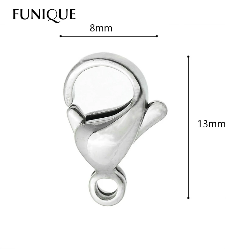 

FUNIQUE 20PCs High Quality Stainless Steel Lobster Clasps for Necklace Bracelet Silver Tone 13x8mm DIY Jewelry Findings