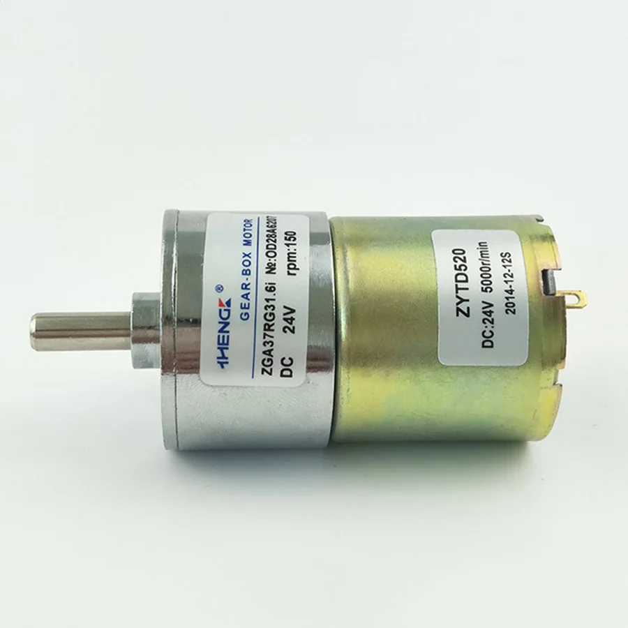 

GA37RG DC 12V/24V Geared Motor 24rpm 5/10/20/30/50/60/85/100/150RPM Speed 37MM Central Shaft Gear Motor