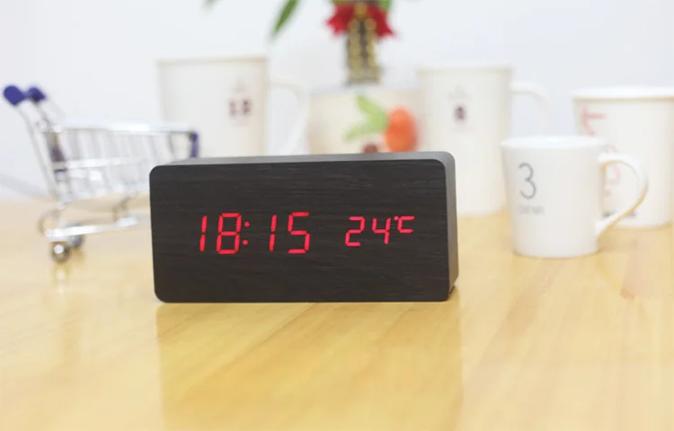 Светодиодный деревянный куб часы Голосовое управление электронные настольные часы светодиодный цифровой настольные часы Nixie для детей прикроватный будильник