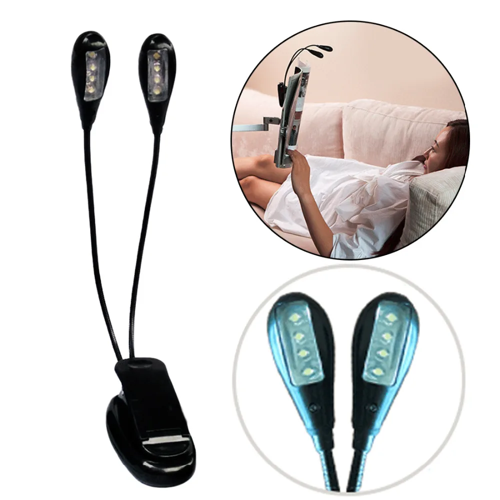 Super Bright 8 LED Book Reading Table Lamp Dual Flexible Double Goosenecks Clip-on Arm Study&Music Desk Light Super Bright 8 LED Book Reading Table Lamp Dual Flexible Double Goosenecks Clip-on Arm Study&Music Desk Light