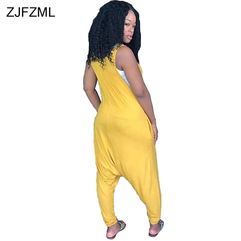 ZJFZML Sexy Rompers Womens Jumpsuit Summer 2018 Sleeveless One Piece Long Pants Overalls O-Neck Casual Loose Harem Jumpsuits