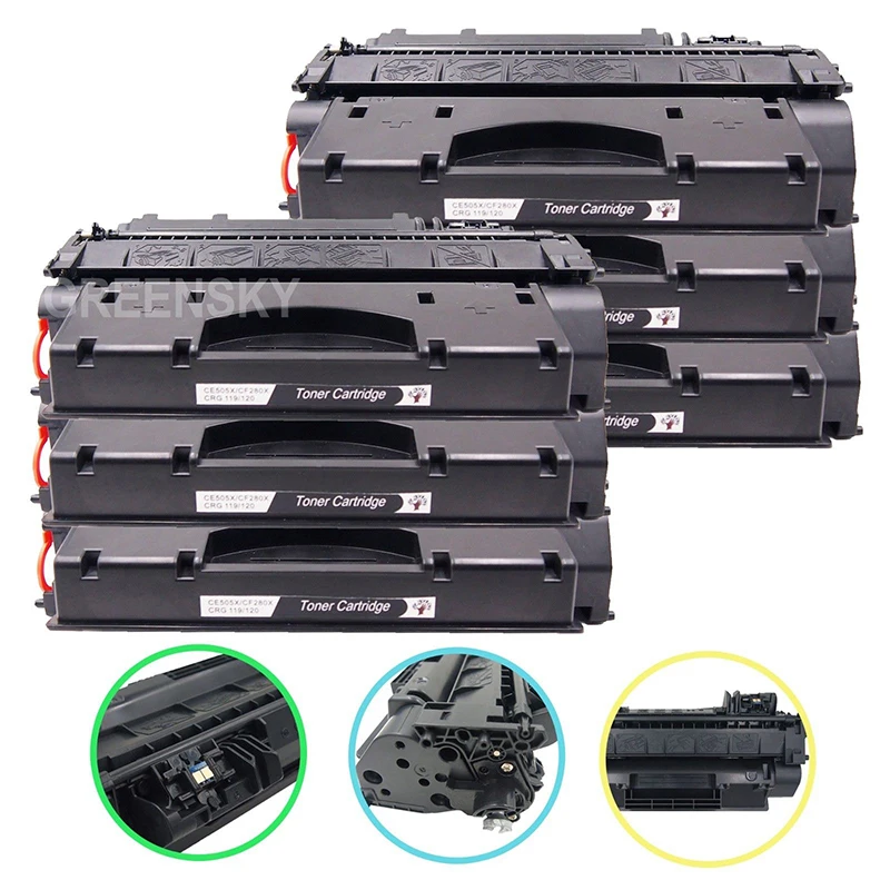 GREENSKY 6 PK CE505X 05X505 Laser cartouche d'encre Haut Rendement ...
