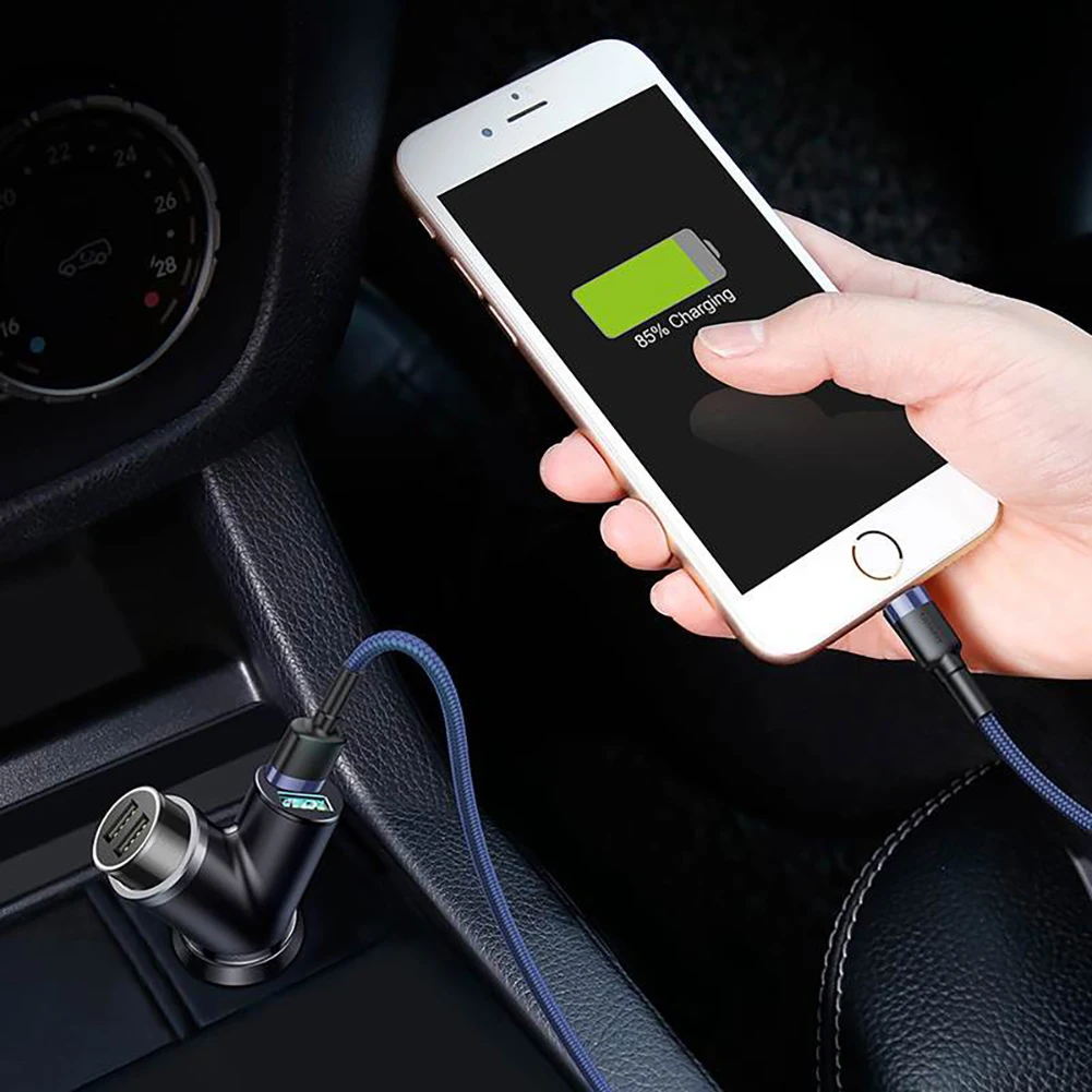 

Car styling Cigarette Lighter 3.4A 40W Extension Adapter Dual USB Car Charger for Phone Fast Charging Cigarette Ignition