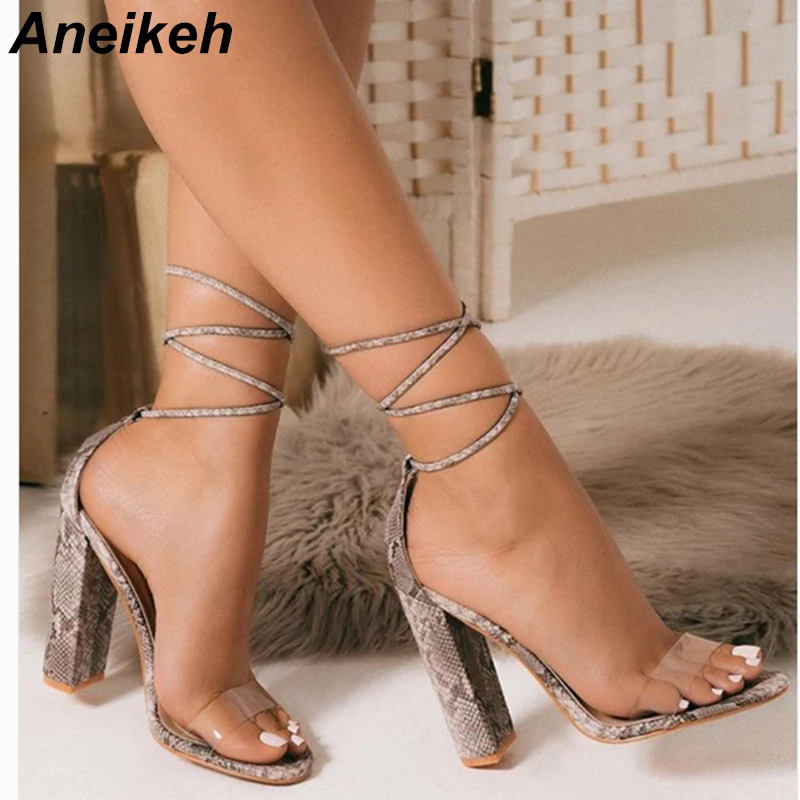 

Aneikeh Fashion Novelty Peep Toe Ankle Strap Sandals Women Cross-tied Super High Thin Heels Ladies Shoes Dress Summer Sandals