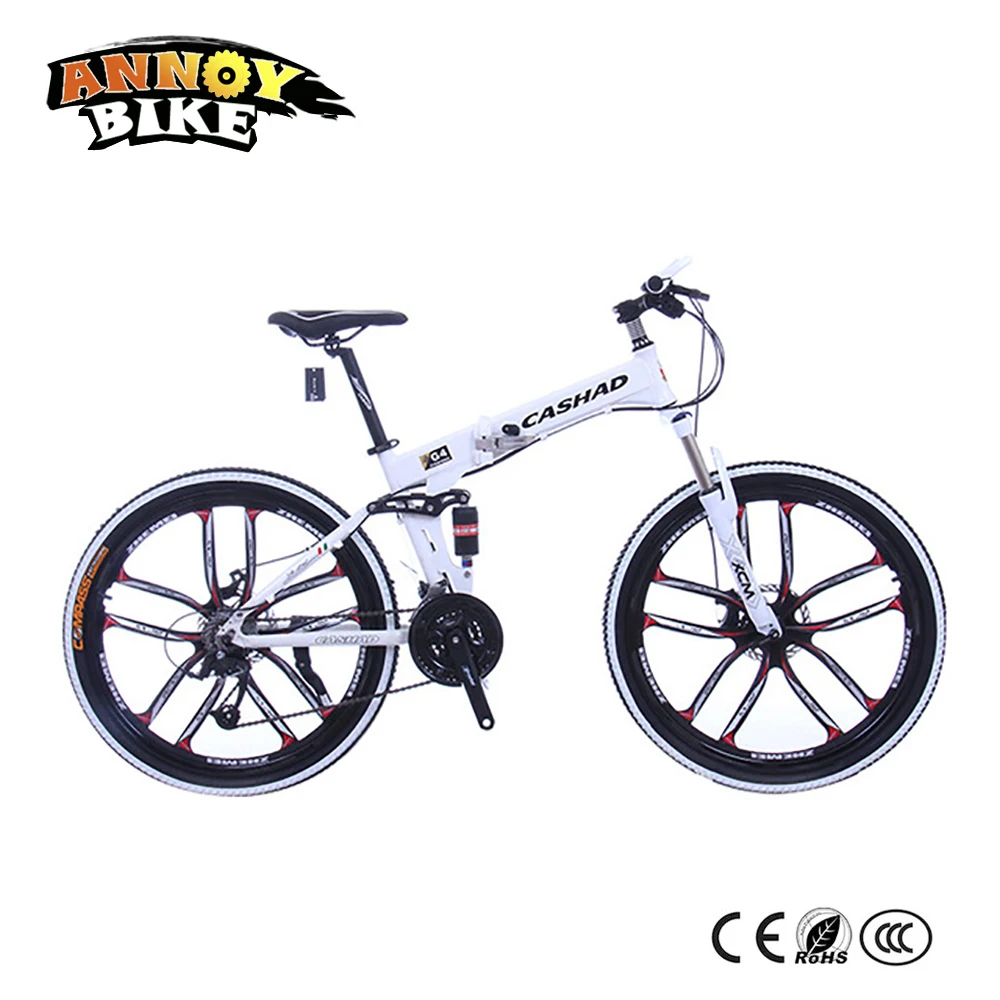 26 inch Aluminum alloy 21/24/27 speed Double disc brake bicycle Double shock absorption Oil spring fork Folding mountain bike 26 inch Aluminum alloy 21/24/27 speed Double disc brake bicycle Double shock absorption Oil spring fork Folding mountain bike