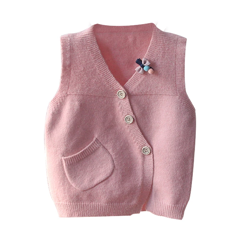 

Kids Vest 2018 New Spring Baby Girls Knitted Shawl Baby Cardigan Sweater Kids Vest Waistcoat Free Shipping