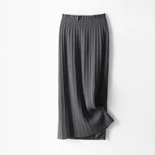 Осень Для женщин юбки Высокая Талия Bodycon Для женщин пикантные длинные юбка Saias Для женщин Вязание длинные плиссированные юбки Jupe Femme Faldas