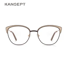 Металлические женские оправы по рецепту Элегантные женские оптические новые дизайнерские очки Прозрачные линзы Коричневые очки