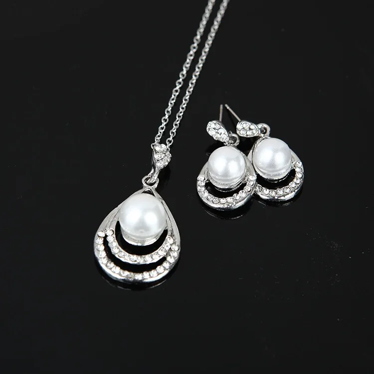 Pearl drop necklace earrings set (12)