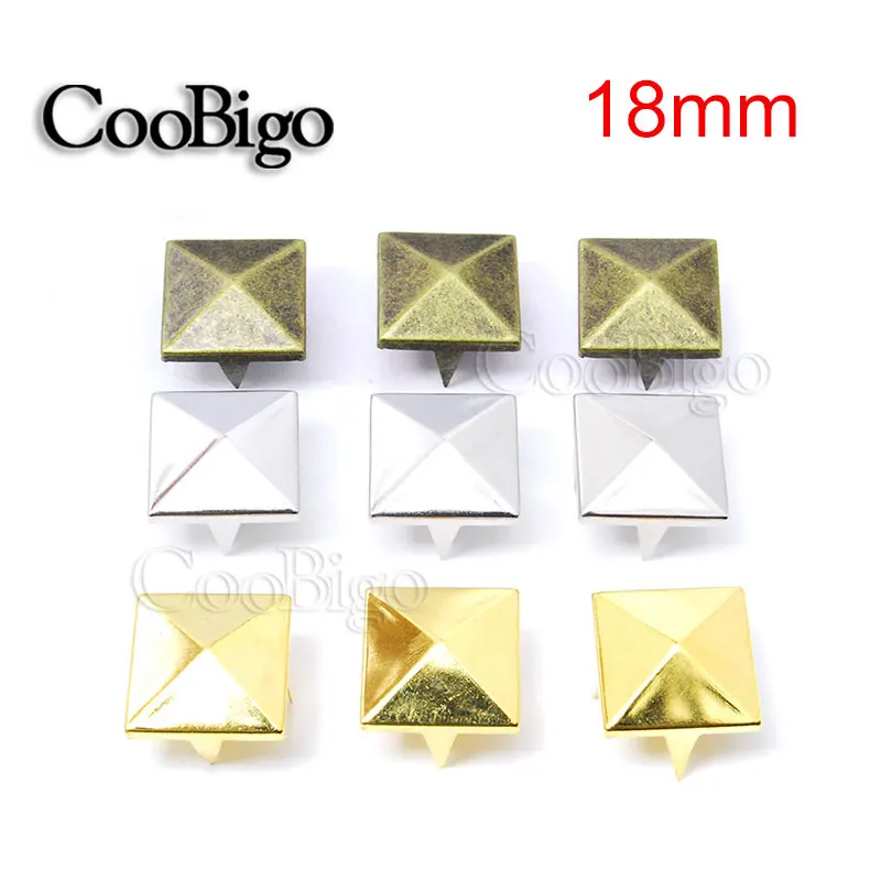 

20pcs 18mm Pyramid Studs Rivets Spike Nailheads Punk Rock Leathercraft DIY Bracelets Clothes Bag Shoes Belt Apparel Accessories