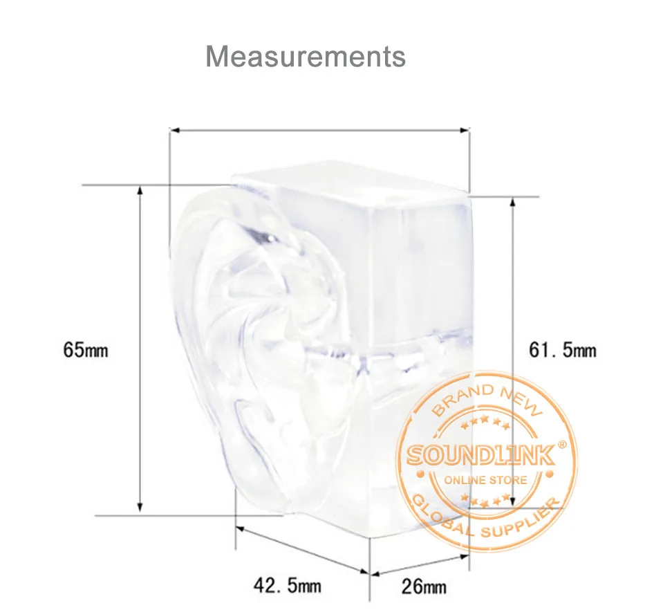 1 пара прозрачных акриловых ушных моделей в форме уха для слухового аппарата и слухового аппарата
