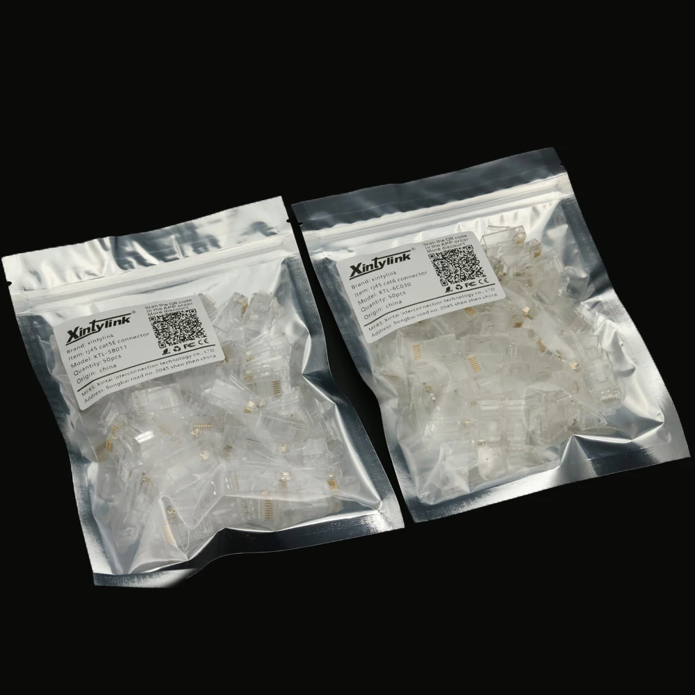 

RJ45 Crystal Head Network Connector Cat6 RJ 45 Ethernet Cable Plug Cat 6 Network Cable Connector Crystal Head Through Hole