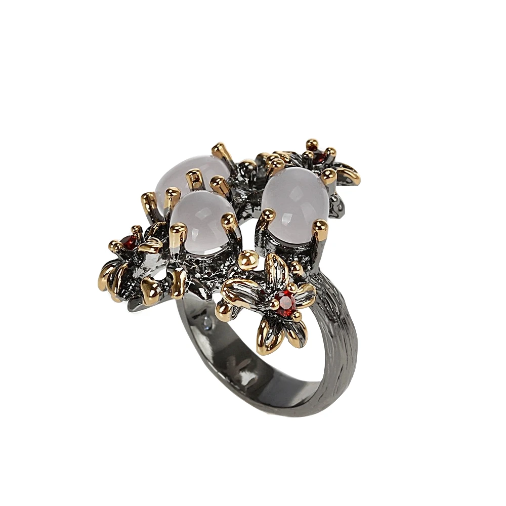 WA11690 pink opal flower rings for women Fabulous stone vintage jewelry (12)