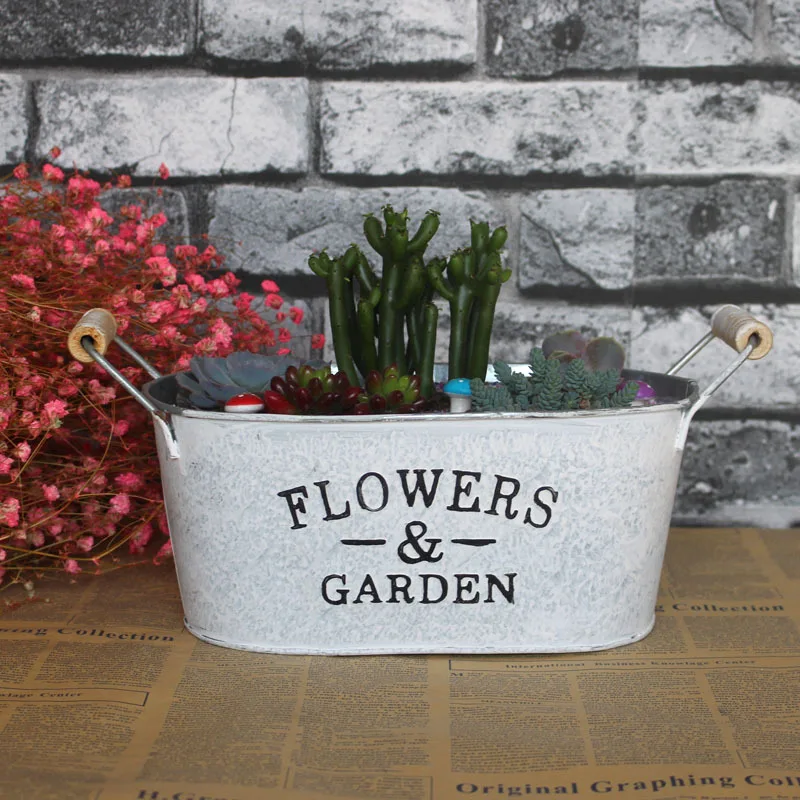 10Pcs/Lot American Vintage oval shape Metal Planter Pot 