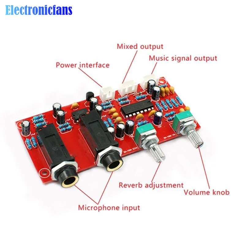PT2399 DC12V-24V Digital Microphone Amplifier Board Karaoke Plate Reverb Preamplifier Reverberator Suite Components NE5532 DIY