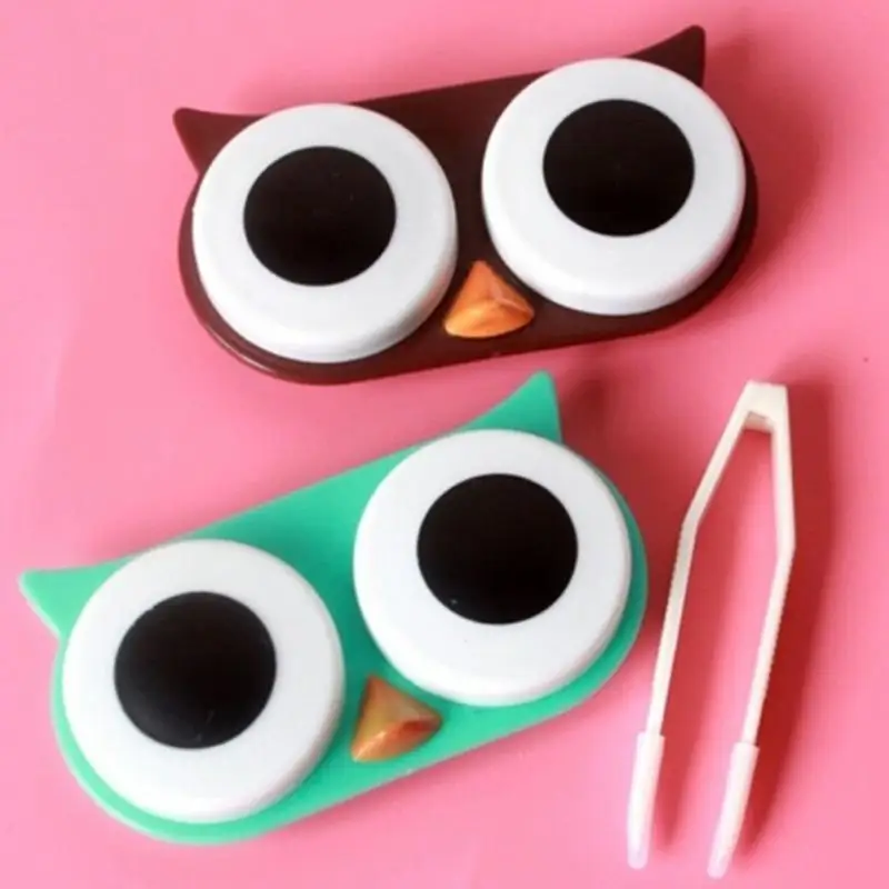 

Owl Contact Lens Case Cute Travel Storage Soak Kit Hard Holder Container Box