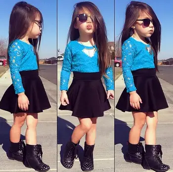 

baby girls suit kids children 2 pc set lace T-shirt + skirt girl set 0109 sylvia 41414421306