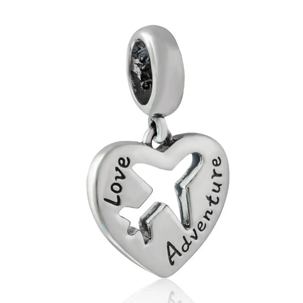 Love Adventure Charm Choruslove паспорт болтается самолет бусины 925 стерлингового серебра путешествия мир бисера любовь приключения Шарм fit Pandora талисманы браслет - Окраска металла: Love Adventure Charm